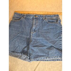 Basic Editions Womens High Waisted Denim Jean Shorts Medium Wash Blue Size 16
